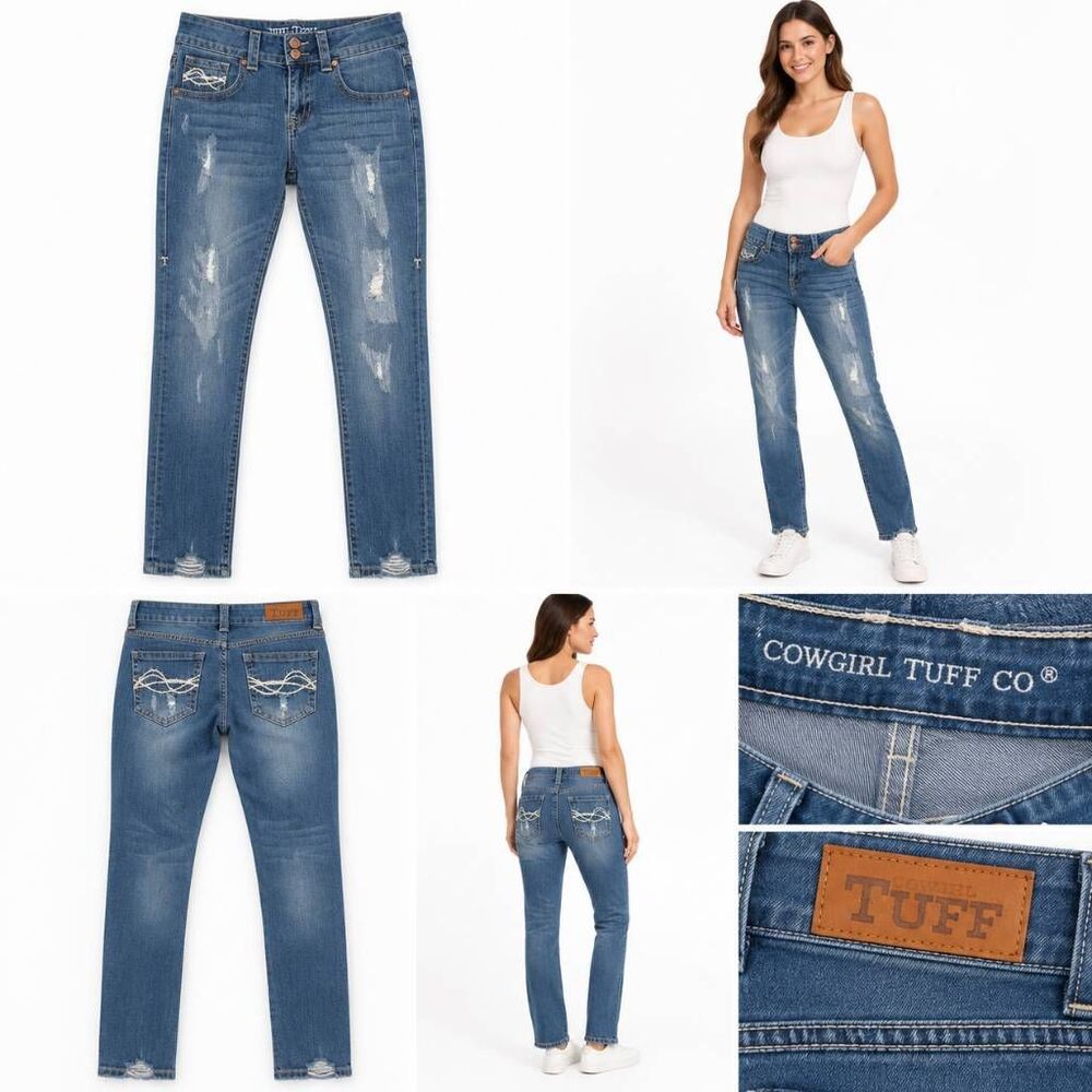 Cowgirl Tuff Fearless Straight II Jeans W25 L31 Distressed